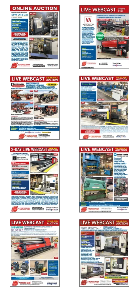Perfection Industrial Sales CNC machine, metal fabrication, and industrial auction brochures